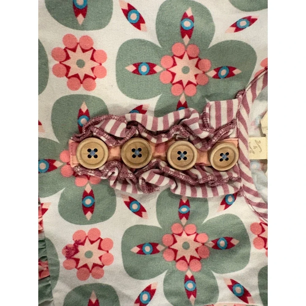 Matilda Jane Girls Mixed Print Floral Polka Dot‎ Ruffle Dress Size 2